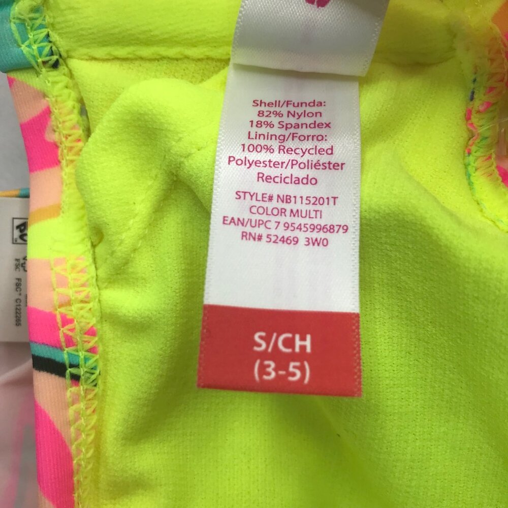 No Bo Junior's Wide Strap Off Shoulder Swim Top Multicolor Tropical Sm 3-5 New - Picture 8 of 14